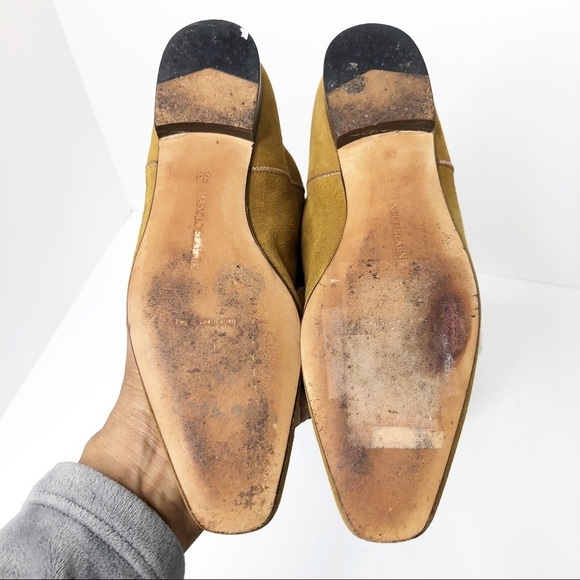MANOLO Blahnik Italian suede fur top tan boots - Picture 9 of 17